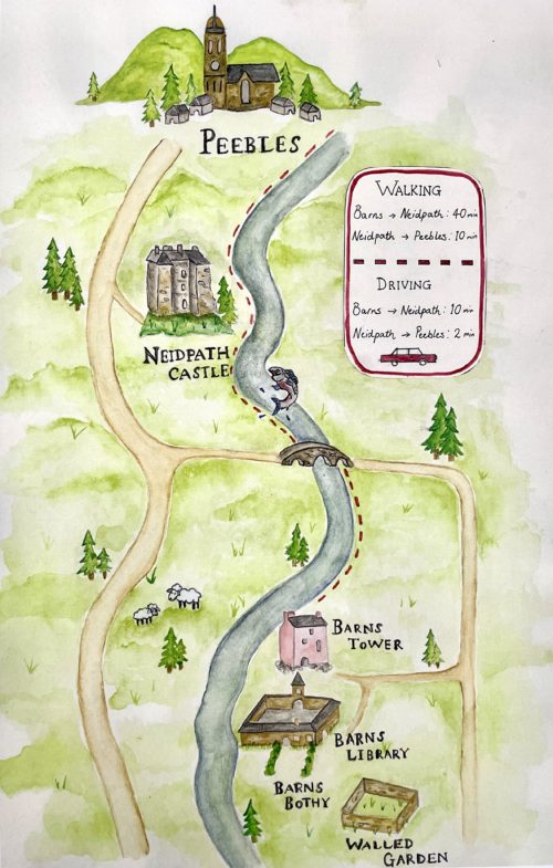MAP OF NEIDPATH CASTLE TO BARNS ESTATE